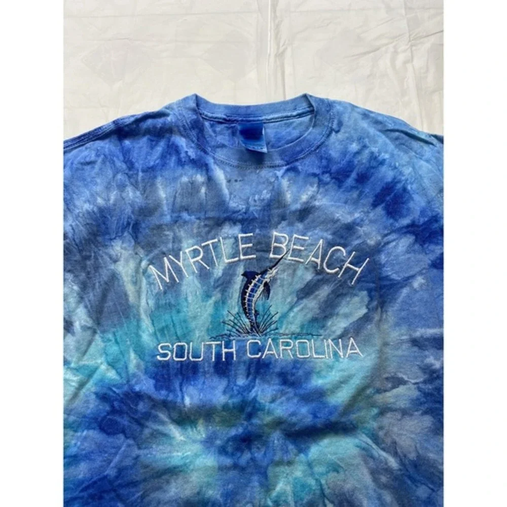 Myrtle‎ Beach Tie Dyed Blue South Carolina Shirt Mens Medium Embroidered - Picture 2 of 6